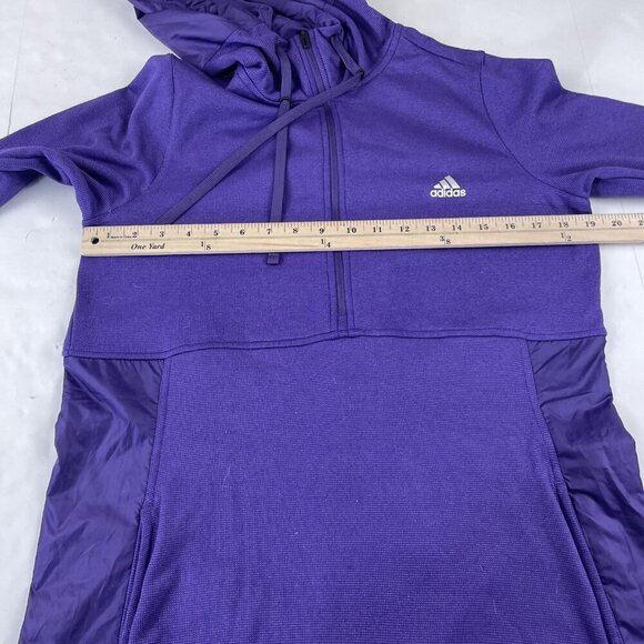 Adidas ClimaWarm 1/4 Zip Hoodie Pullover Jacket Women's L Purple Thumbholes Poly - Picture 4 of 11